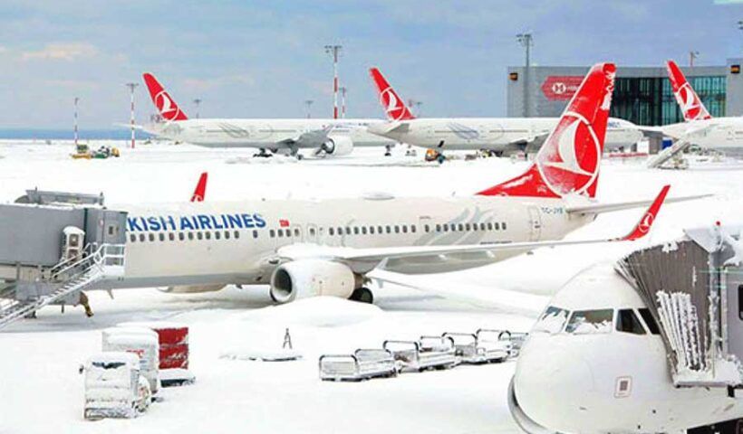 Istanbul Airport under snow