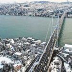 Istanbul and the Bosphorus after snowfall