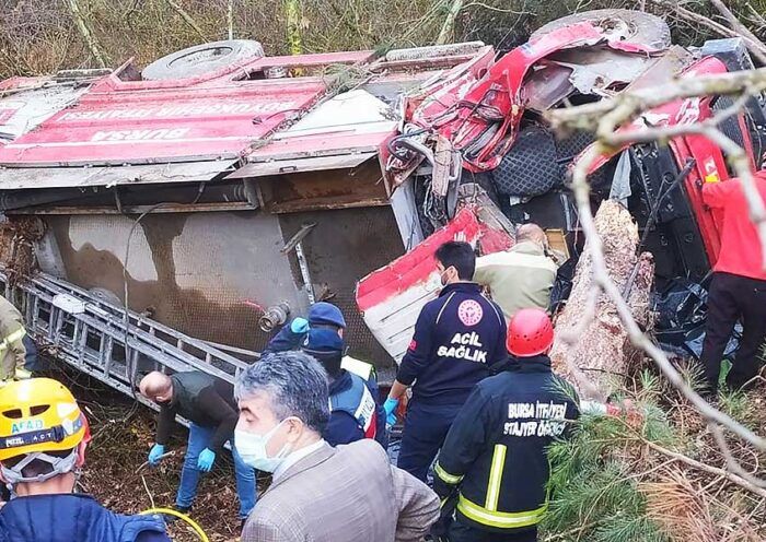 Turkey, mortal accident of firefighters in Bursa