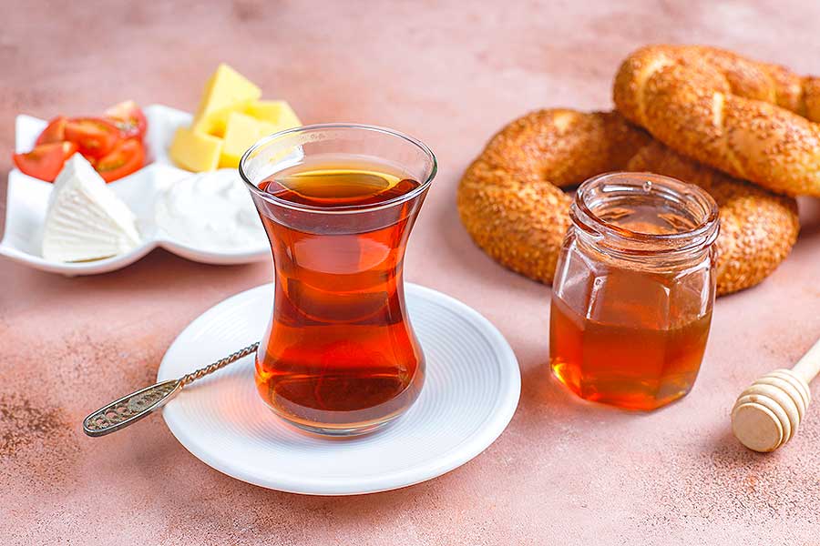 Turkey, Turkish breakfast with tea