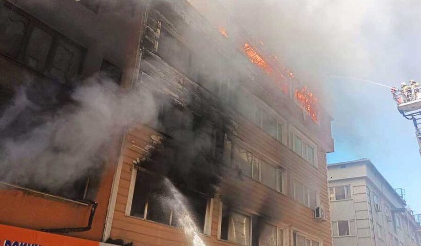 Istanbul, fire in textil factory