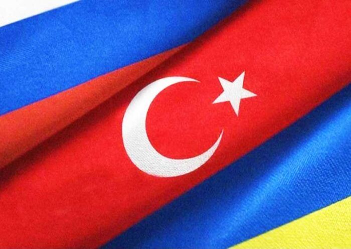 Turkey, Russia and Ukraine flags