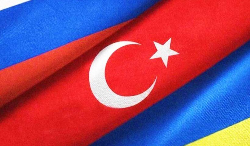 Turkey, Russia and Ukraine flags
