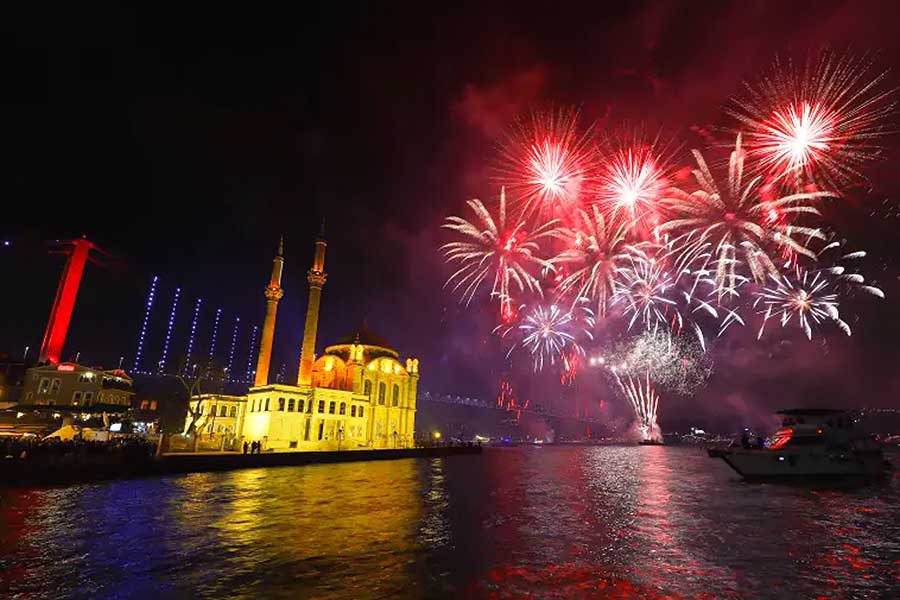 Istanbul, fireworks in the Bosphorus