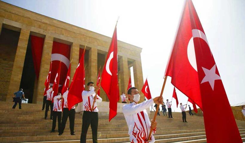 Turkey, Ankara, Anıtkabir during Atatürk and Youth Day