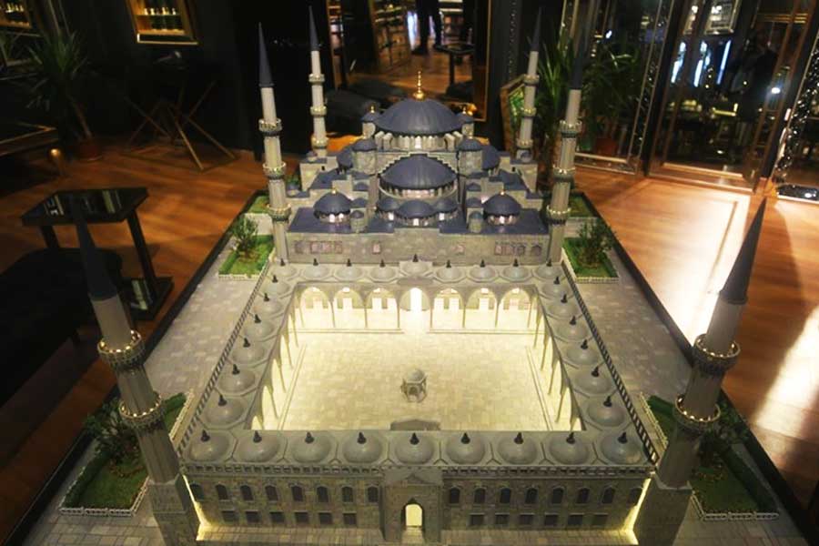 Turquía, maqueta de madera de la Mezquita Azul