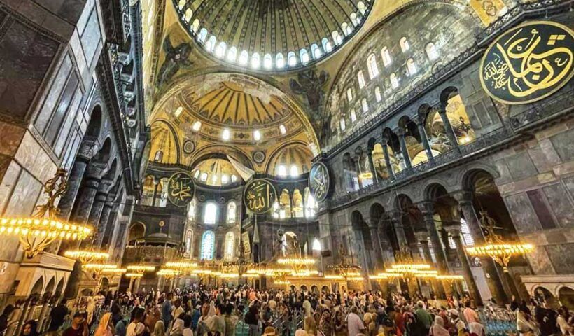 Istanbul, Hagia Sophia with tourists