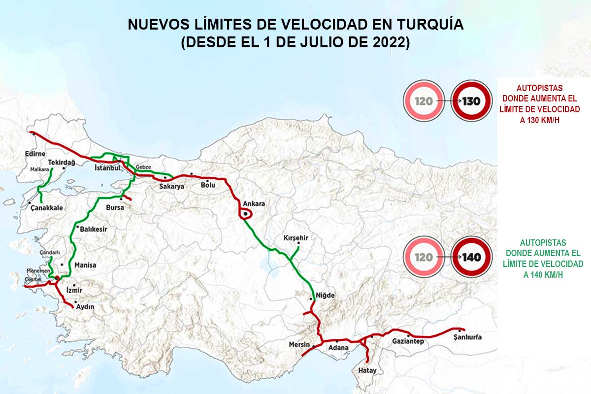 Turquía, nuevos límites de velocidad en autopistas