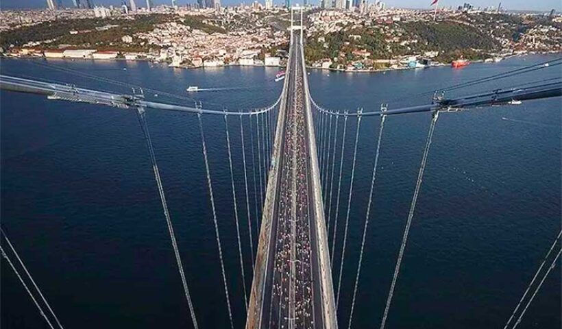The Istanbul Marathon crossing the Bosphorus Bridge