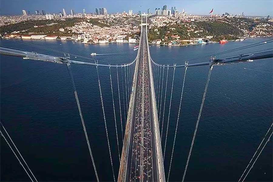 The Istanbul Marathon crossing the Bosphorus Bridge