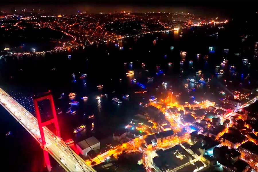 Estambul, celebraciones por Año Nuevo, desde el aire