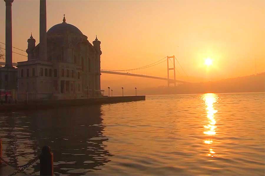 Istanbul and the Bosphorus, covered by fog