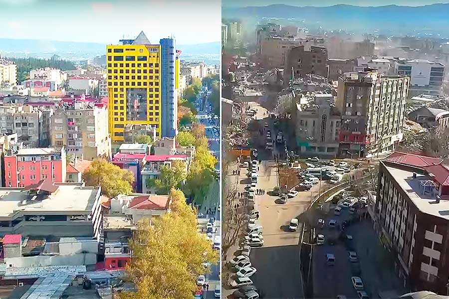 Turkey, Kahramanmaraş before and after the earthquake