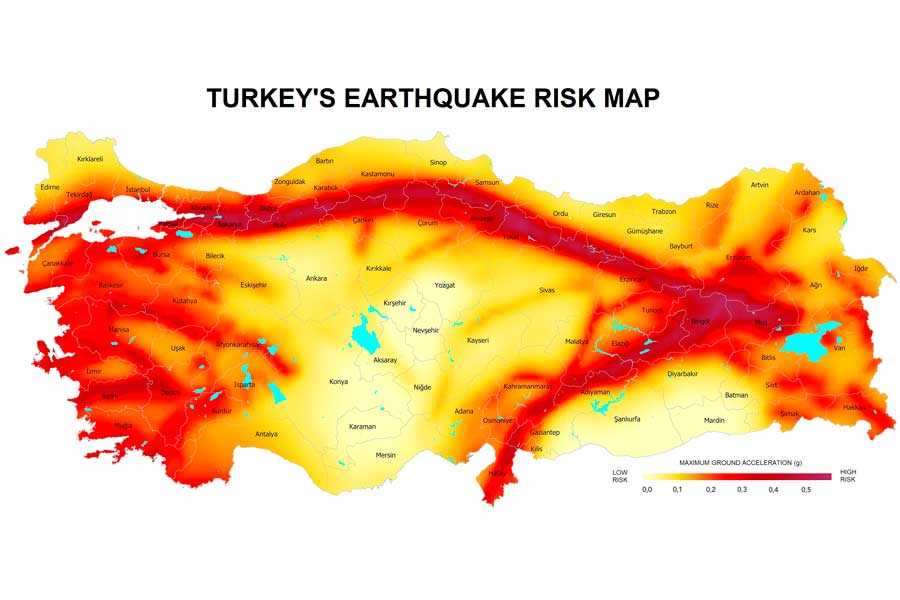 Turquía, mapa de riesgo de terremotos