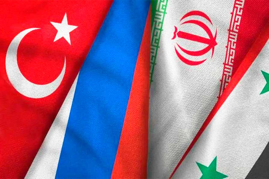 Turkey, Russia, Iran and Syria flags