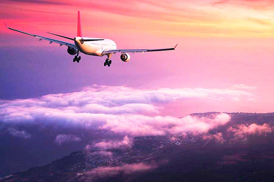 Turkish Airlines plane flying