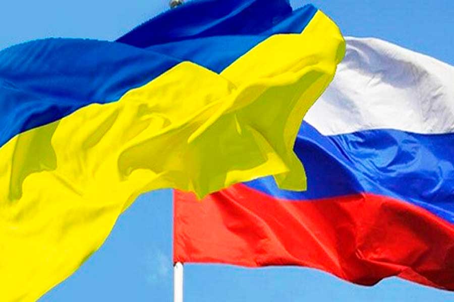 Ukraine and Russia flags