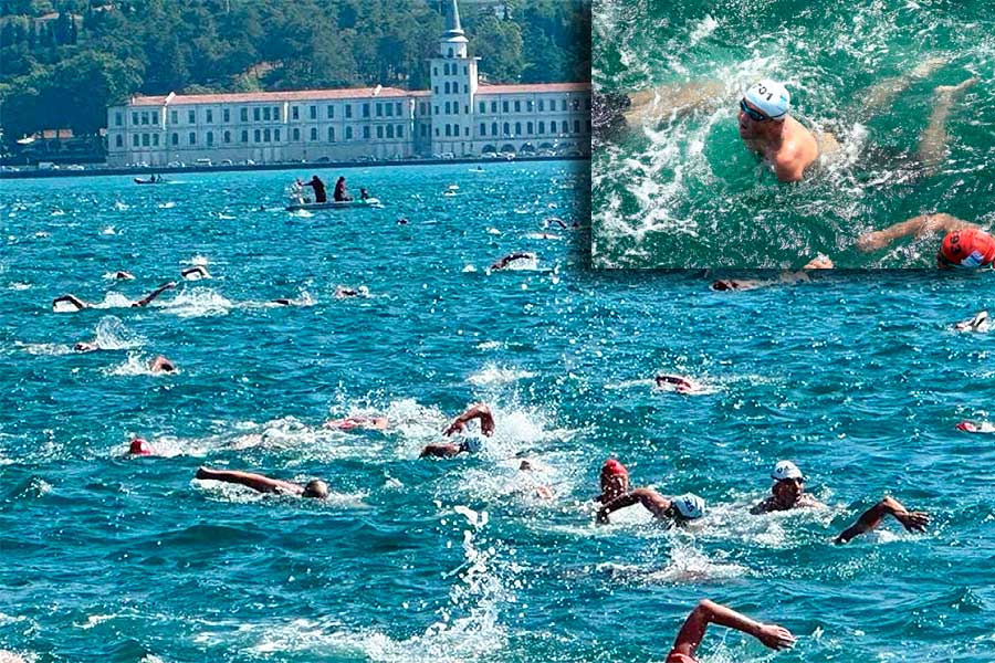 mayor with disability swims across the Bosphorus