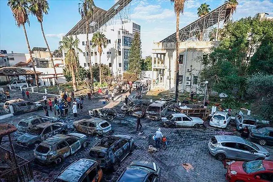 explosión en el hospital Baptista de Gaza
