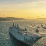 Istanbul, Turkish aircraft carrier in the Bosphorus