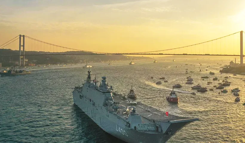 Istanbul, Turkish aircraft carrier in the Bosphorus
