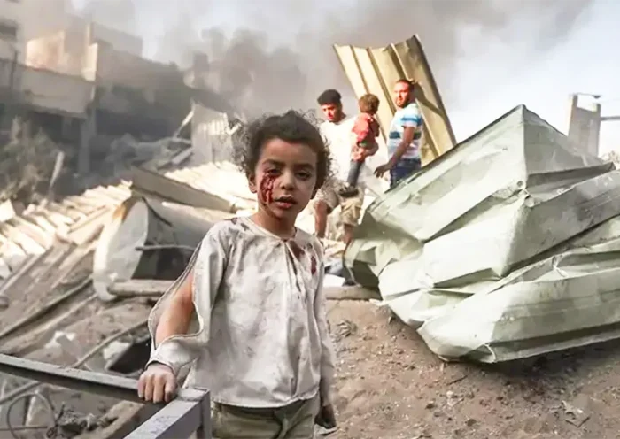 Palestinians during the bombings on Gaza