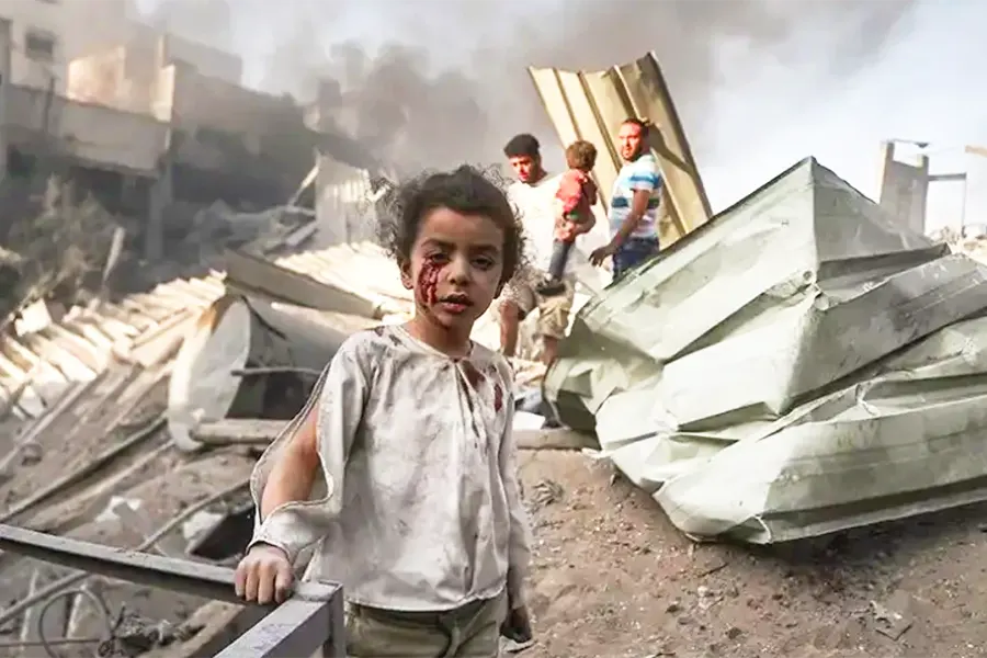 Palestinians during the bombings on Gaza