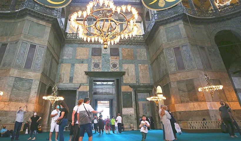 Istanbul, tourists in Hagia Sophia