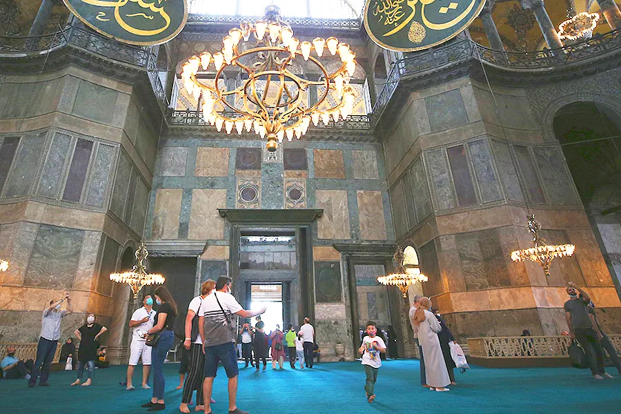 Istanbul, tourists in Hagia Sophia