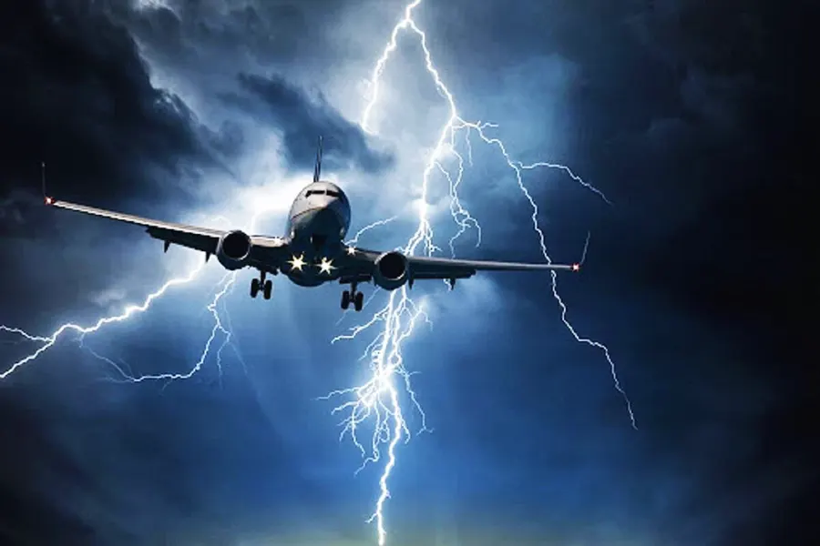 avión, rayo