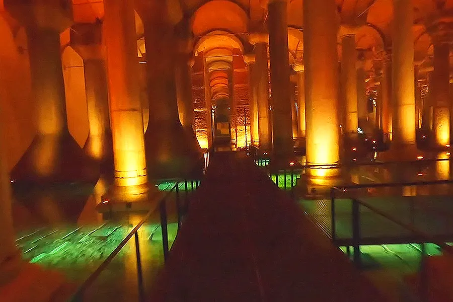 Istanbul, Basilica Cistern from a drone view