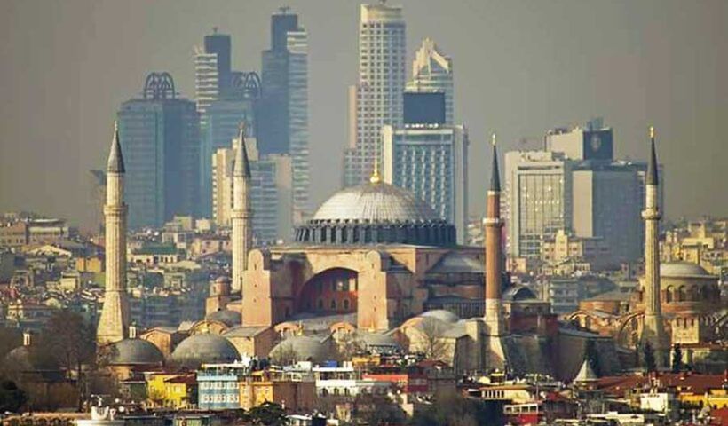 Istanbul, skyscrapers and Hagia Sophia
