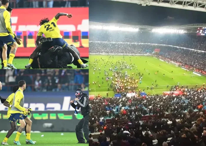invasión de campo durante el partido Trabzonspor-Fenerbahçe