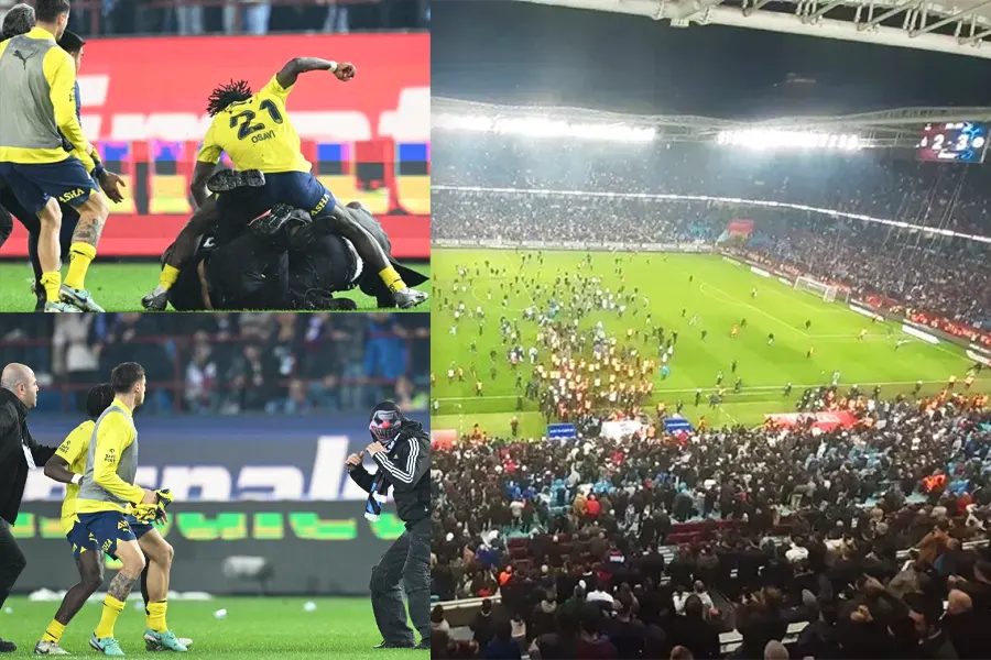 invasión de campo durante el partido Trabzonspor-Fenerbahçe