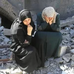 mujeres sufriendo hambre en Gaza