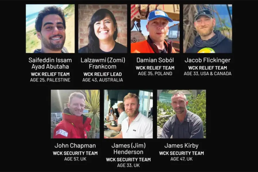 trabajadores de World Central Kitchen muertos en Gaza