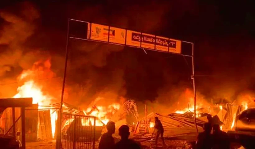 bombardeo israelí de un campo en Rafah