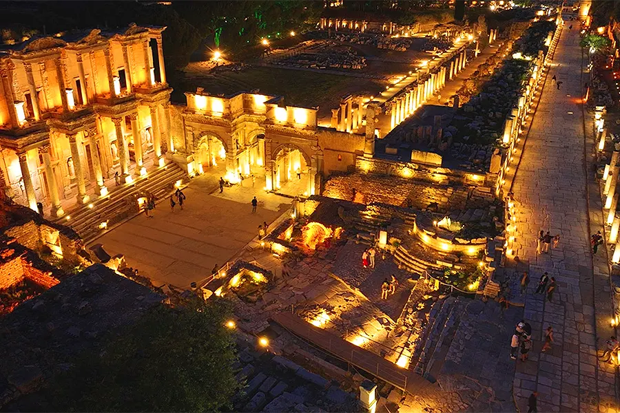 Ephesus ruins at night