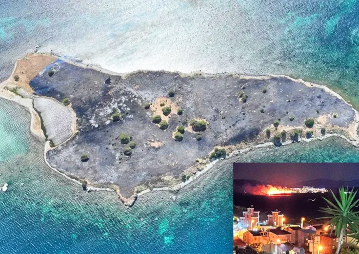 Turkey, fire on an island