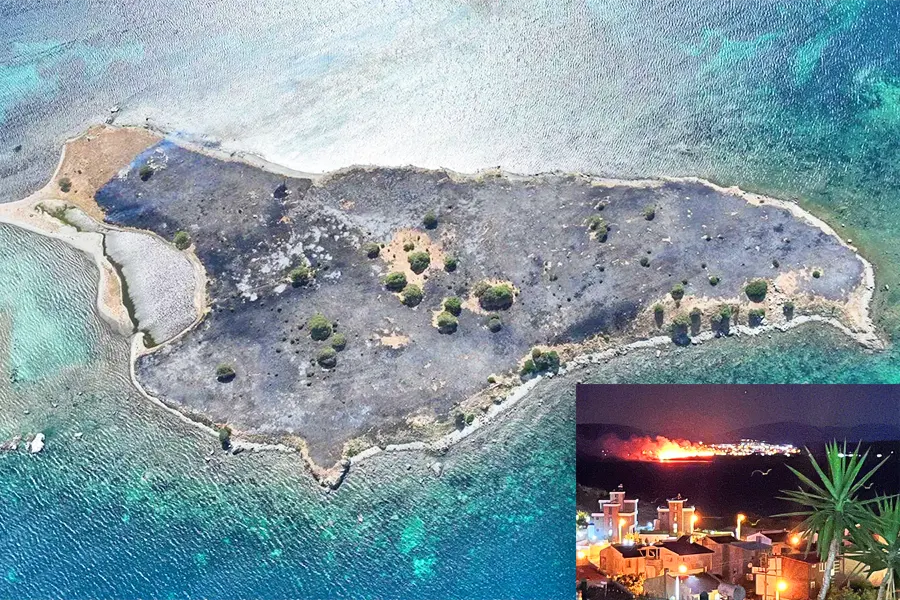 Turkey, fire on an island