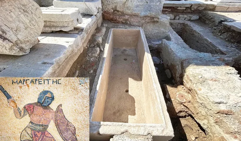 arqueología, sarcófago de gladiador romano