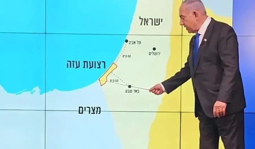 Netanyahu, mapa de Israel sin Cisjordania