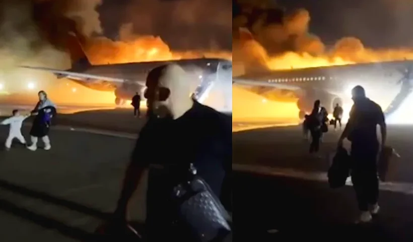 Russian plane on fire in Antalya