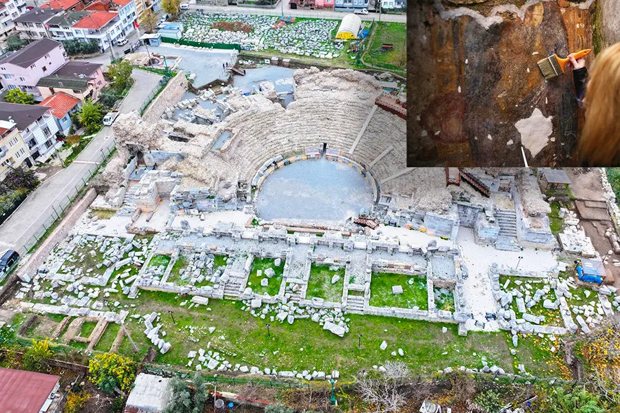 Jesus and Mary fresco in the ancient theatre of Nicaea