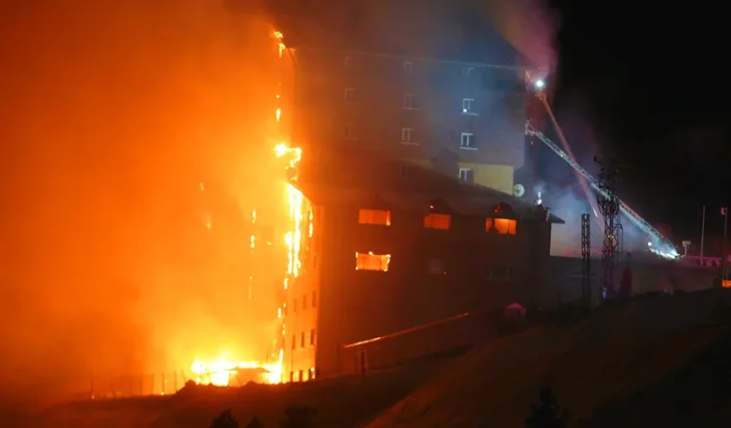 fire at Grand Kartal Hotel in Bolu