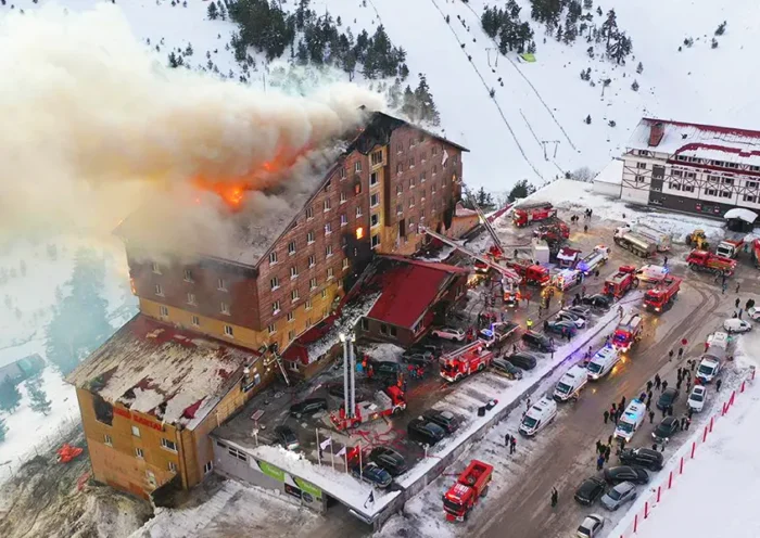 fire in a hotel in Bolu, Turkey