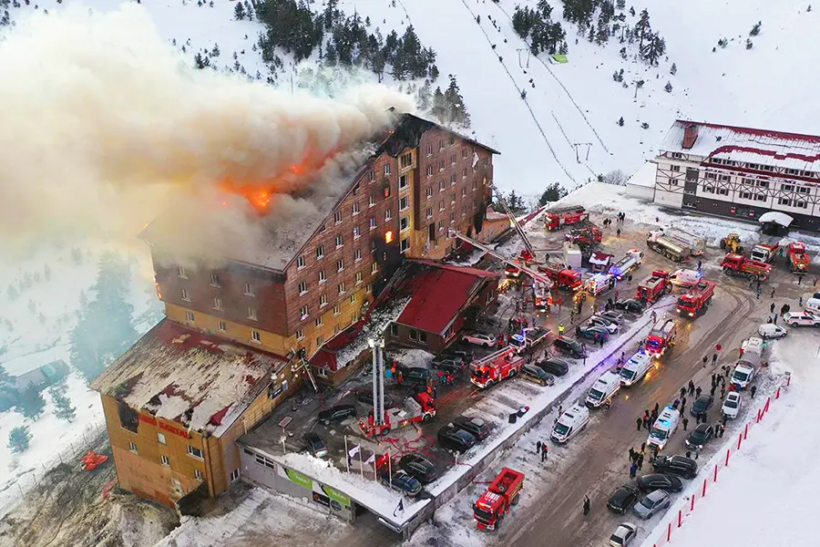 fire in a hotel in Bolu, Turkey