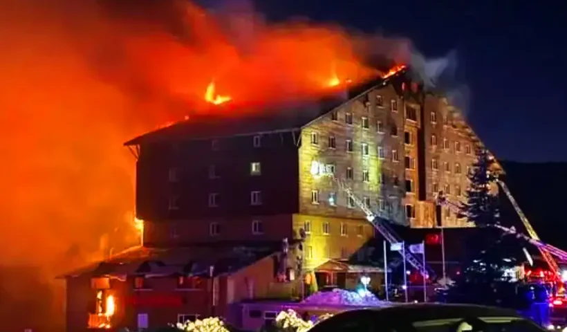 fire at ski resort hotel