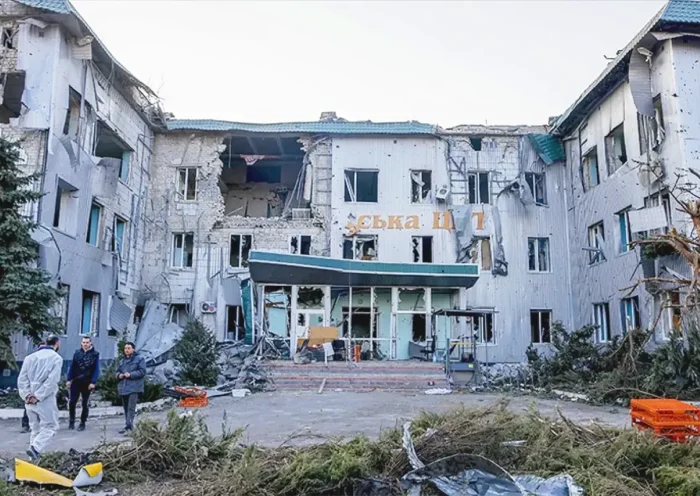 damaged hospital in Ukraine