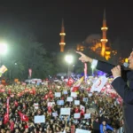 Özgür Özel during a protest in Istanbul